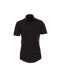 Мужская деловая рубашка с короткими рукавами, однотонного кроя, черный Venti