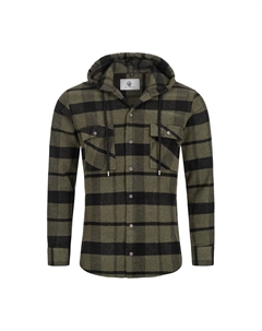 Рубашка Рубашка в клетку с капюшоном, стандартного кроя, цвет Dunkelgrün Rock creek