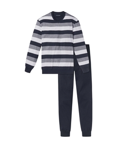 Пижама мужская, с длинными рукавами, в полоску, темно-синий Schiesser