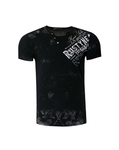 Футболка в классном поношенном дизайне, черный Rusty neal