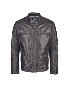 Кожаная куртка Амадео, темно-синий Bugatti