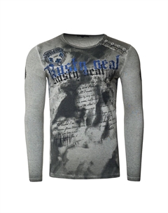 Рубашка с длинными рукавами и принтом спереди, антрацит Rusty neal