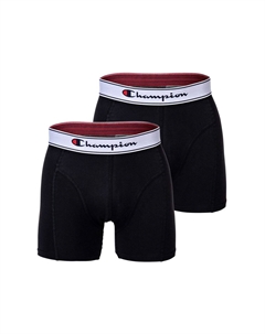 Мужские боксеры, 2 шт., хлопок, пояс с логотипом, однотонные, черный Champion