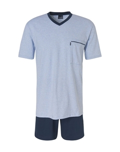 Пижама короткая, меланжевая, мужская, цвет Hellblaumelan Ammann