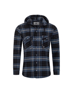 Рубашка Рубашка в клетку с капюшоном, стандартного кроя, темно-синий Rock creek