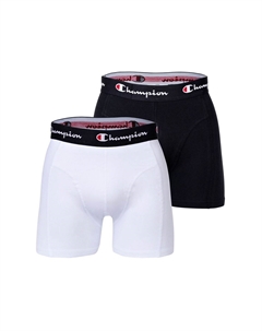 Мужские боксеры, 2 шт., хлопок, пояс с логотипом, однотонные, черный Champion