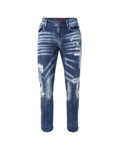 Джинсы в модном потертом виде, синий Cipo&baxx