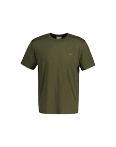 Футболка мужская - REGULAR SHIELD, круглый вырез, короткие рукава, хлопок, вышивка, зеленый Gant