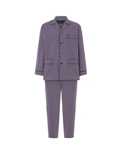 Мужские пижамы из поплина с длинным лацканами в клетку, синие, синий El búho nocturno