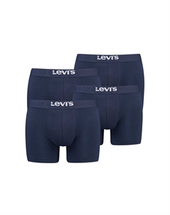 Мужские боксеры, 4 шт.: однотонные базовые боксеры из органического материала, пояс с логотипом, синий Levi's®