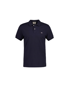 Мужская рубашка-поло - SLIM SHIELD PIQUE POLO, короткие рукава, планка на пуговицах, логотип, синий Gant