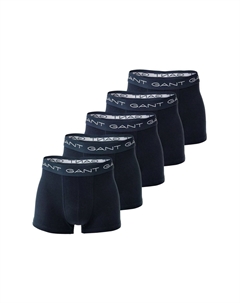 Мужские шорты-боксеры, 5 шт., базовые плавки, хлопок стрейч, логотип, однотонные, синий Gant