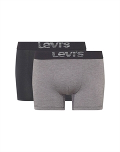 Трусы, 2 шт., с высоким содержанием хлопка, пояс с логотипом, однотонные, мужские, цвет Grey/Black Levi's®