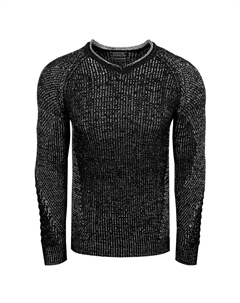 Вязаный свитер необычным узором спицами, черный Rusty neal