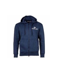 Мужская толстовка - куртка на молнии, капюшон, логотип, синий Replay