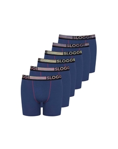 Длинные мужские шорты-боксеры, 6 шт. в упаковке - GO ABC NATURAL H Short, натуральный хлопок, синий Sloggi