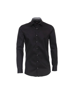 Мужская деловая рубашка однотонного кроя, черный Venti