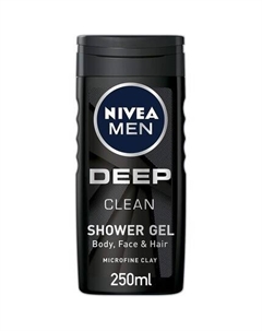 Мужской гель для душа с черным углем Deep Clean, 250 мл Nivea