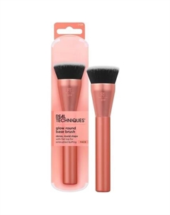 Кисть для макияжа с круглым основанием Glow для жидкого и кремового макияжа Кисть для тональной основы с плоским верхом Полировка Растушевка Покрытие Плотные синтетические щетинки Веганская продукция  Real techniques