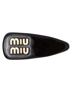 Заколка для волос из лакированной кожи, черный Miu miu