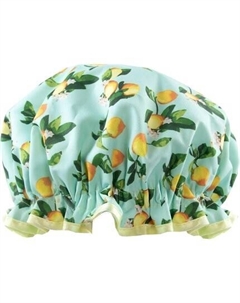 Шапочка для душа с лимонным принтом Легкая и водонепроницаемая многоразовая шапочка для женщин The vintage cosmetic company
