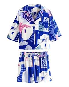 Короткий пижамный комплект, синий Next