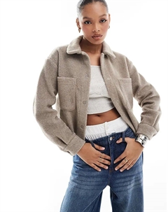 Укороченная вязаная кофта из норки New look