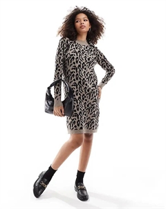 Трикотажное платье с анималистичным принтом Object