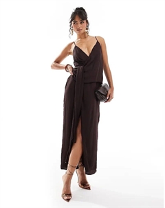 Платье миди с драпировкой и защипами цвета баклажан Asos design