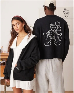 Кардиган Disney свободного кроя с круглым вырезом и вышивкой Микки Мауса черного цвета Asos design