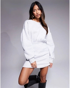 Мини-платье-свитер с ступенчатым подолом серого цвета Asos design