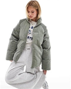 Куртка Cord Oversized Puffer, серо-зеленый Asos design