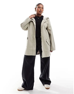 Curve – Куртка-дождевик с покрытием бежевого цвета с капюшоном Vero moda