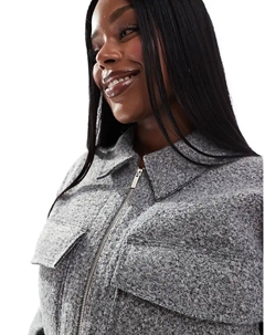 Укороченная шерстяная кофта серого цвета Yours