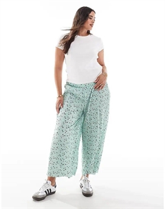 Плиссированные широкие брюки-кюлоты в зеленом меланжевом цвете Asos