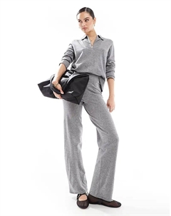 – Вязаный свитер серого цвета с застежкой-молнией на воротнике, комбинированная часть. Object