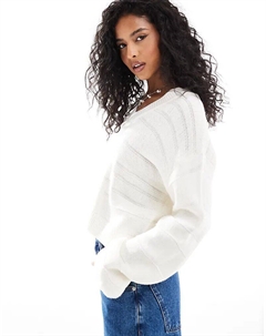 Джемпер с v-образным вырезом кремового цвета Asos design