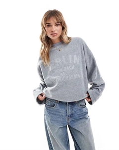 Толстовка с тисненым рисунком Берлина в сером мелановом цвете Asos design