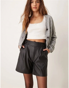 Шорты из искусственной кожи черного цвета Jdy