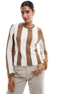 Вязаный джемпер оверсайз в кремовую полоску Asos design