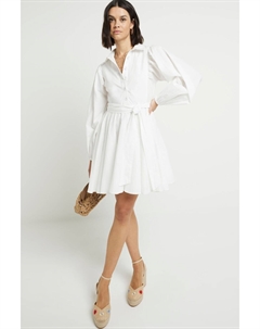 Платье-Рубашка мини из поплина с рукавами «летучая мышь», белый River island