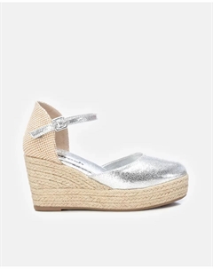 Женские эспадрильи на танкетке с пряжкой, серебряный Refresh