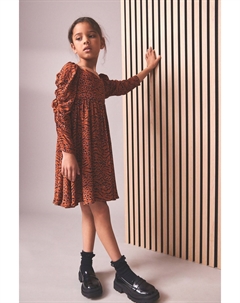 Платье с принтом и рюшами на рукавах Next