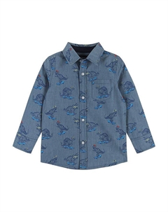 Рубашка для скейтбординга Dino Chambray на пуговицах для мальчиков - Little Kid, Big Kid, синий Andy & evan
