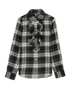 Клетчатая рубашка с оборками, зеленый Ralph lauren