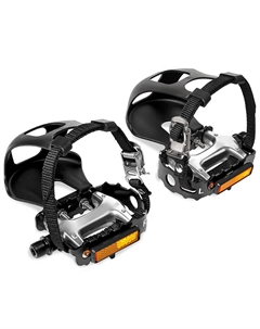 Педали для горного велосипеда из алюминиевого сплава с креплениями для ног, серебро Lebycle