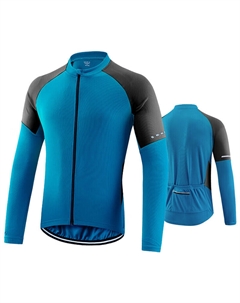 Кофта мужская для велоспорта на молнии с длинными рукавами, синий/черный Mountainpeak