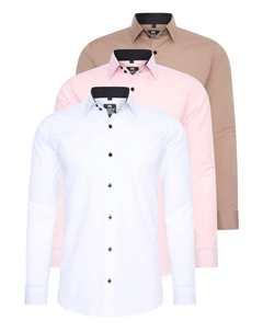 Приталенная рубашка на пуговицах, цвет Chamois/Light pink/White Rusty neal