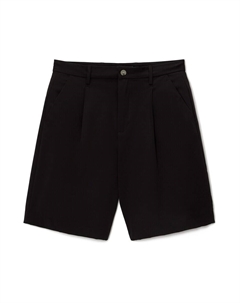 Брюки свободного кроя со складкой спереди, черный Pull & bear