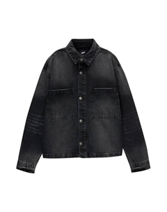 Межсезонная куртка обычного кроя, черный деним Pull & bear